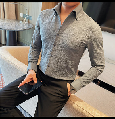 Camisa Manga Larga Hombre Estilo Británico Casual Ejecutivo - Image 15
