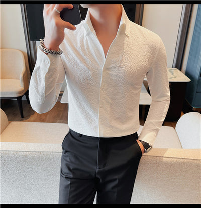Camisa Manga Larga Hombre Estilo Británico Casual Ejecutivo - Image 16