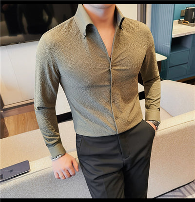 Camisa Manga Larga Hombre Estilo Británico Casual Ejecutivo - Image 17