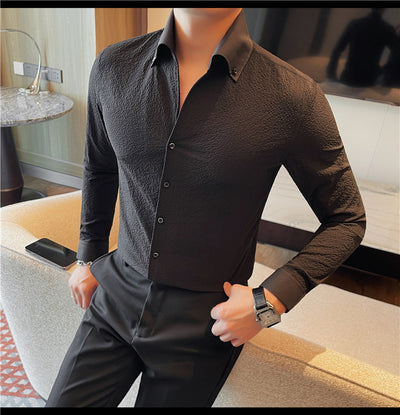 Camisa Manga Larga Hombre Estilo Británico Casual Ejecutivo - Image 18