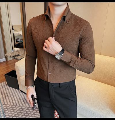 Camisa Manga Larga Hombre Estilo Británico Casual Ejecutivo - Image 23