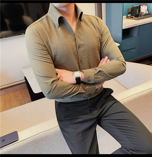 Camisa Manga Larga Hombre Estilo Británico Casual Ejecutivo - Image 25