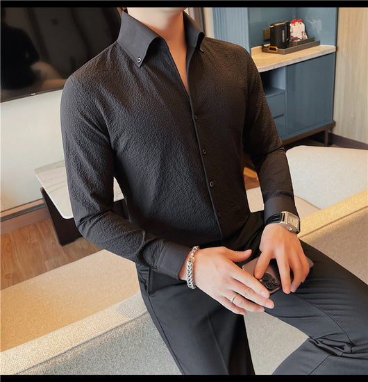 Camisa Manga Larga Hombre Estilo Británico Casual Ejecutivo - Image 26