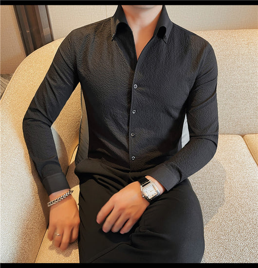 Camisa Manga Larga Hombre Estilo Británico Casual Ejecutivo - Image 27
