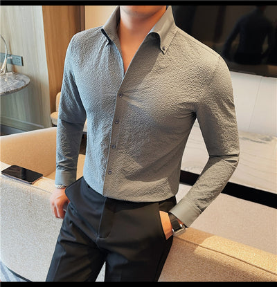Camisa Manga Larga Hombre Estilo Británico Casual Ejecutivo - Image 31