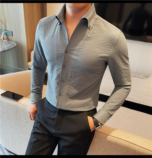 Camisa Manga Larga Hombre Estilo Británico Casual Ejecutivo - Image 31