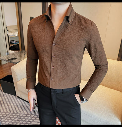Camisa Manga Larga Hombre Estilo Británico Casual Ejecutivo - Image 32