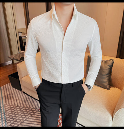 Camisa Manga Larga Hombre Estilo Británico Casual Ejecutivo - Image 33