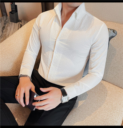 Camisa Manga Larga Hombre Estilo Británico Casual Ejecutivo - Image 34