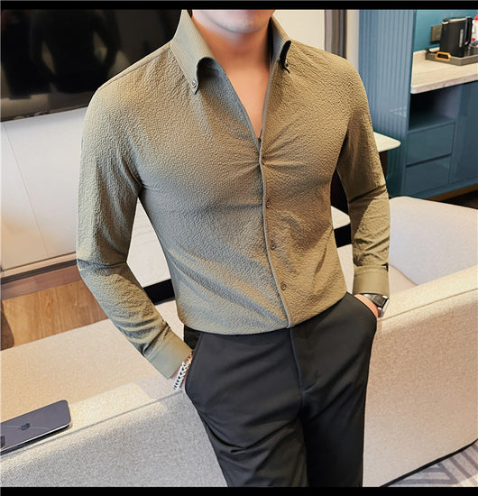 Camisa Manga Larga Hombre Estilo Británico Casual Ejecutivo - Image 35