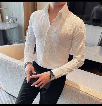 Camisa Manga Larga Hombre Estilo Británico Casual Ejecutivo - Image 37