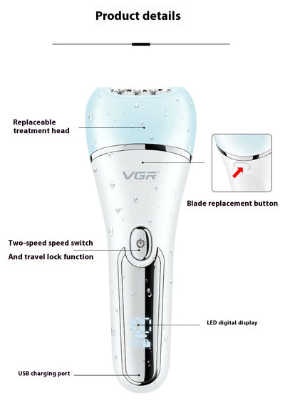 Six-in-one women's electric hair removal device suit in white and rose gold with multiple interchangeable heads. - Image 13