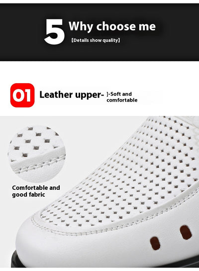 Sandalias de Cuero Respirable con Diseño Hueco - Zapatos Cómodos para Hombre - Image 31