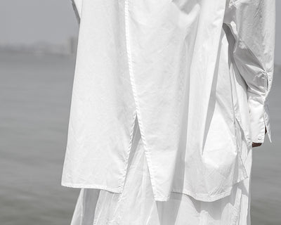 Camisa de Algodón Blanca con Diseño Asimétrico Irregular - Image 26