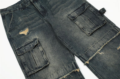 Pantalones Cargo Rotos Estilo Punk para Hombre - Image 9