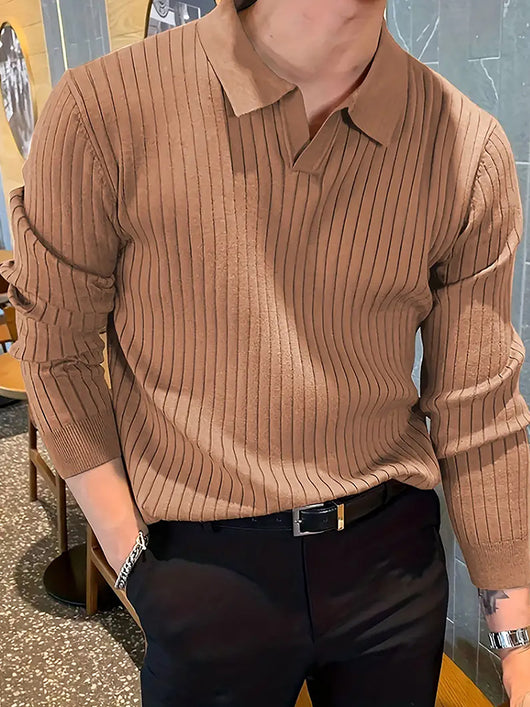 Polo Texturizado Slim Fit de Manga Larga para Hombre - Cómodo y Elegante - Image 25