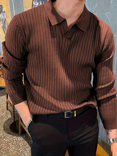 Polo Texturizado Slim Fit de Manga Larga para Hombre - Cómodo y Elegante - Image 30