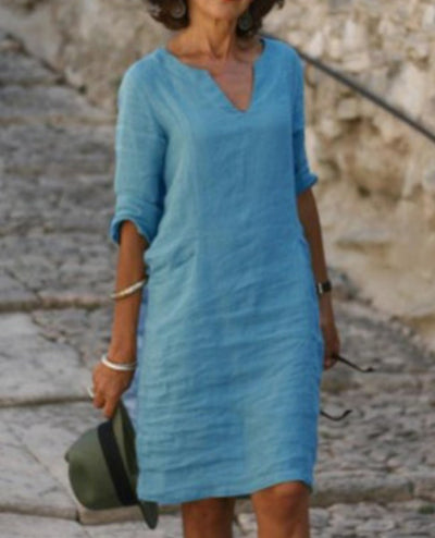 Vestido Midi Cuello V Otoño - Diseño Clásico Europa y América - Image 16