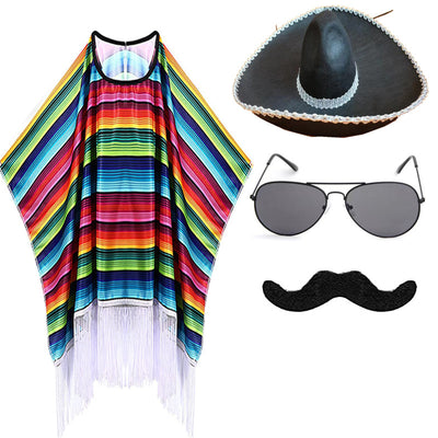Capa Mexicana Disfraz Halloween - Poncho Fiesta Adulto e Infantil con Accesorios - Image 56