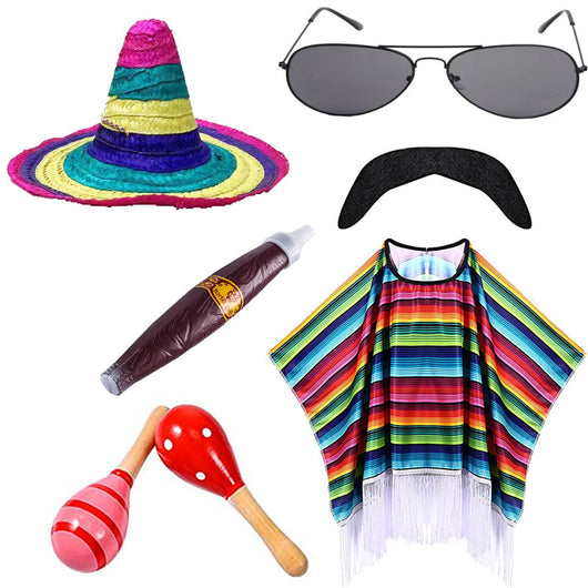 Capa Mexicana Disfraz Halloween - Poncho Fiesta Adulto e Infantil con Accesorios - Image 57