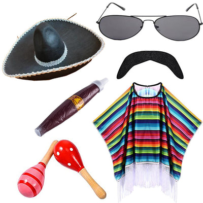 Capa Mexicana Disfraz Halloween - Poncho Fiesta Adulto e Infantil con Accesorios - Image 59