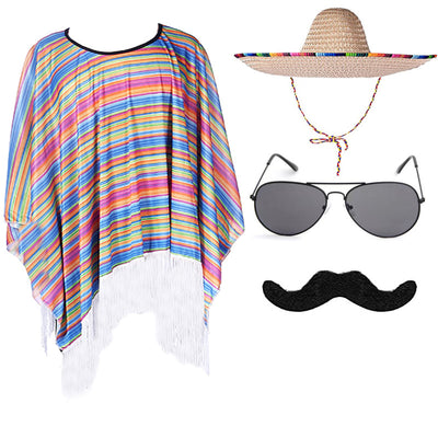 Capa Mexicana Disfraz Halloween - Poncho Fiesta Adulto e Infantil con Accesorios - Image 60