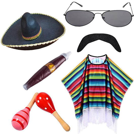 Capa Mexicana Disfraz Halloween - Poncho Fiesta Adulto e Infantil con Accesorios - Image 63