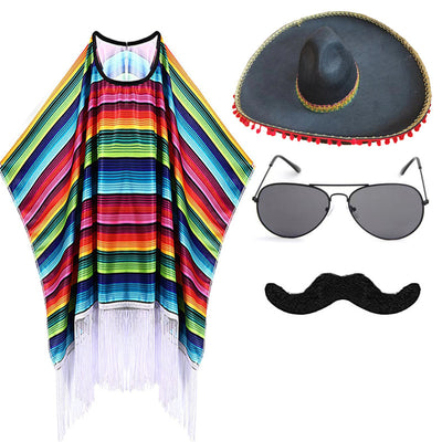 Capa Mexicana Disfraz Halloween - Poncho Fiesta Adulto e Infantil con Accesorios - Image 64