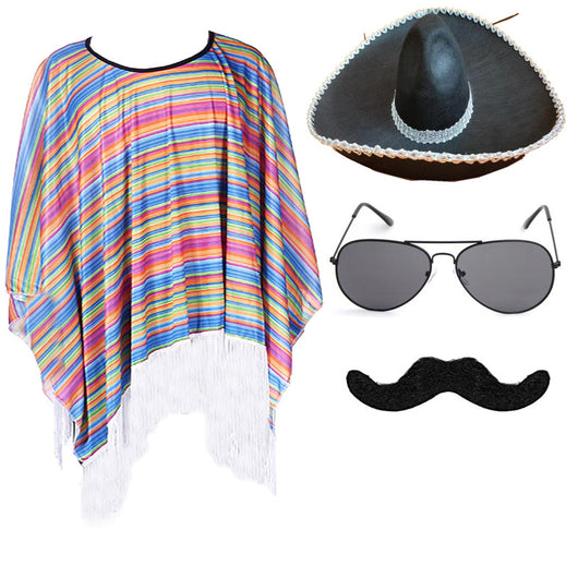Capa Mexicana Disfraz Halloween - Poncho Fiesta Adulto e Infantil con Accesorios - Image 66