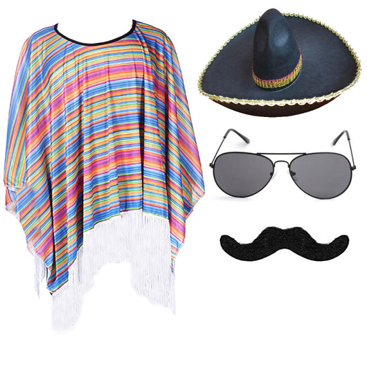 Capa Mexicana Disfraz Halloween - Poncho Fiesta Adulto e Infantil con Accesorios - Image 73