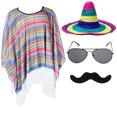 Capa Mexicana Disfraz Halloween - Poncho Fiesta Adulto e Infantil con Accesorios - Image 75