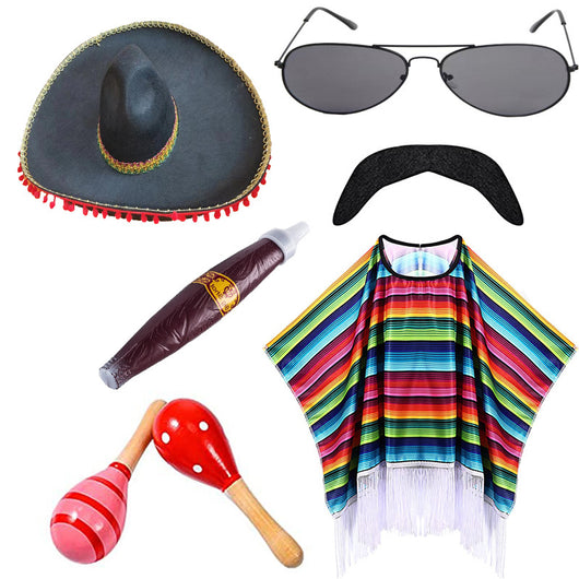 Capa Mexicana Disfraz Halloween - Poncho Fiesta Adulto e Infantil con Accesorios - Image 76
