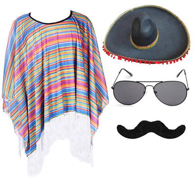 Capa Mexicana Disfraz Halloween - Poncho Fiesta Adulto e Infantil con Accesorios - Image 77