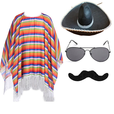 Capa Mexicana Disfraz Halloween - Poncho Fiesta Adulto e Infantil con Accesorios - Image 78