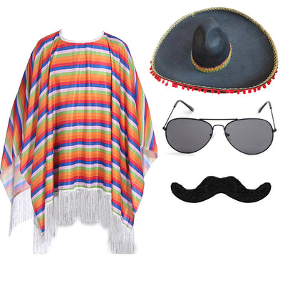 Capa Mexicana Disfraz Halloween - Poncho Fiesta Adulto e Infantil con Accesorios - Image 82