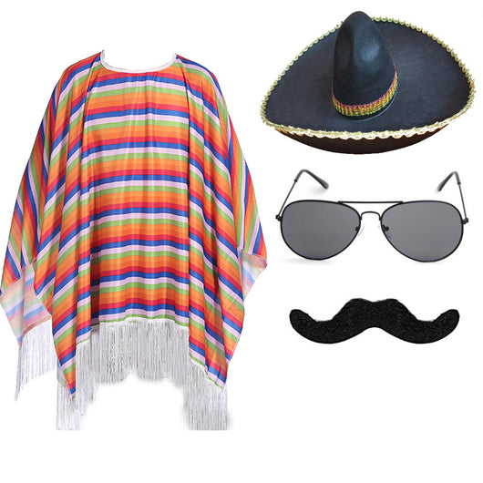 Capa Mexicana Disfraz Halloween - Poncho Fiesta Adulto e Infantil con Accesorios - Image 83