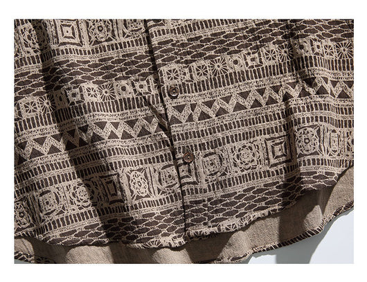 Camisa Étnica Retro de Manga Corta para Hombre - Image 7