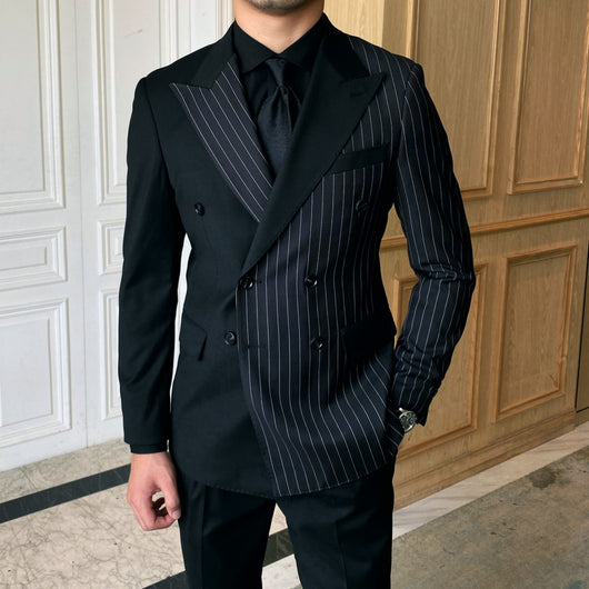 Blazer de Rayas Doble Botonadura - Traje Ejecutivo Tailored para Hombre - Image 17