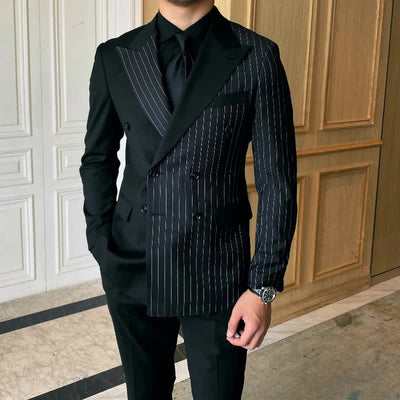 Blazer de Rayas Doble Botonadura - Traje Ejecutivo Tailored para Hombre - Image 18