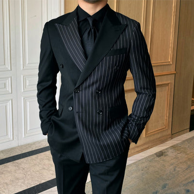 Blazer de Rayas Doble Botonadura - Traje Ejecutivo Tailored para Hombre - Image 19