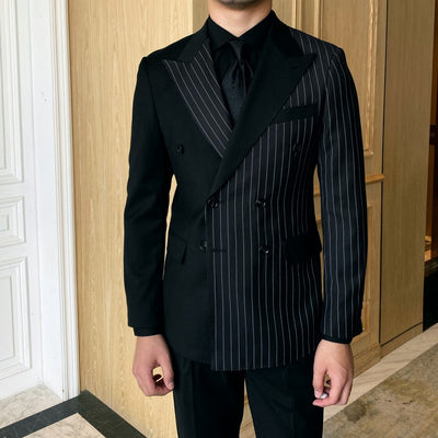 Blazer de Rayas Doble Botonadura - Traje Ejecutivo Tailored para Hombre - Image 21