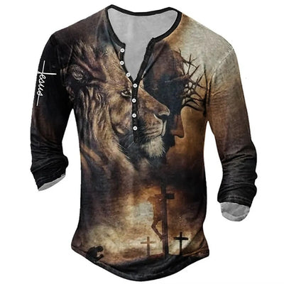 Camiseta Medieval de Manga Larga con Impresión Digital para Hombre - Image 18