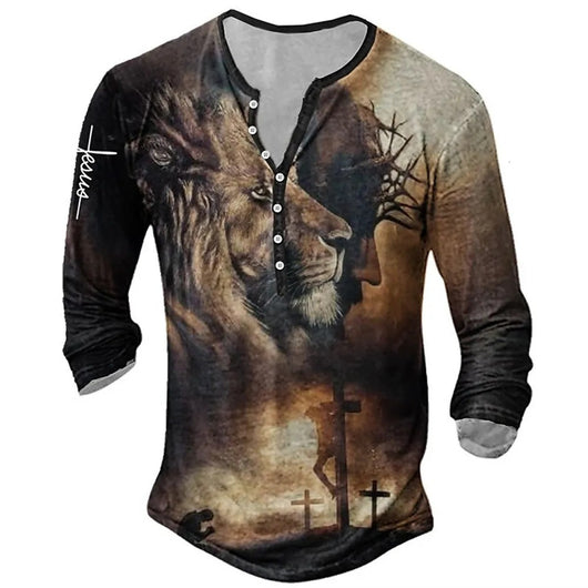 Camiseta Medieval de Manga Larga con Impresión Digital para Hombre - Image 18