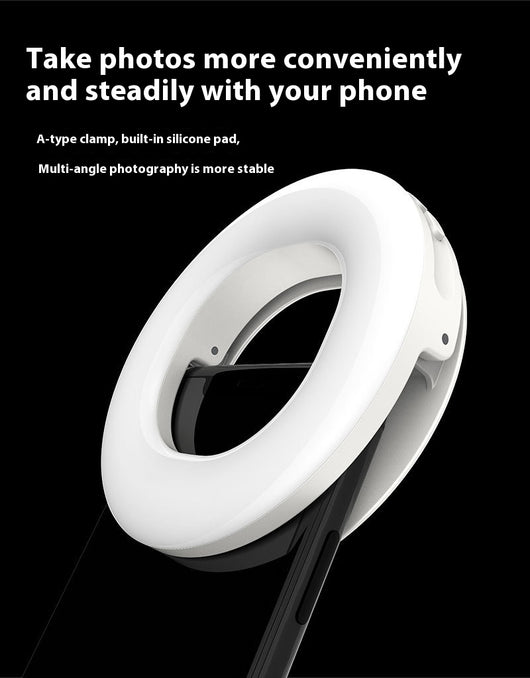 Black mobile phone fill light with two LED panels, mounted on a selfie stick adapter for portable use. - Image 15