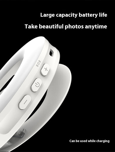 Black mobile phone fill light with two LED panels, mounted on a selfie stick adapter for portable use. - Image 17
