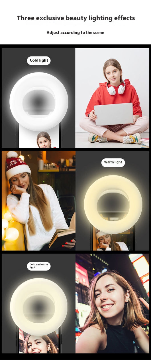 Black mobile phone fill light with two LED panels, mounted on a selfie stick adapter for portable use. - Image 21