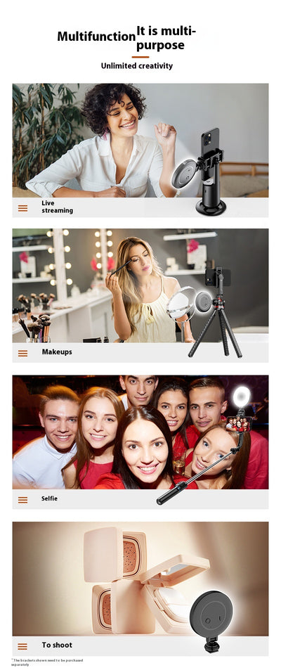 Black mobile phone fill light with two LED panels, mounted on a selfie stick adapter for portable use. - Image 24