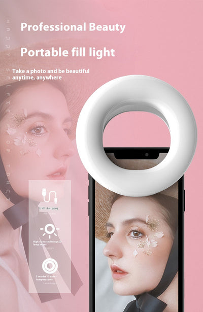 Black mobile phone fill light with two LED panels, mounted on a selfie stick adapter for portable use. - Image 26