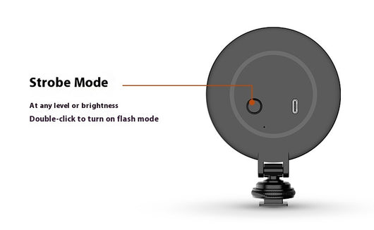 Black mobile phone fill light with two LED panels, mounted on a selfie stick adapter for portable use. - Image 35