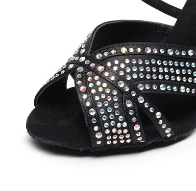 Zapatos de Danza Latina para Mujer con Tacón Alto y Detalles de Cristal - Image 10